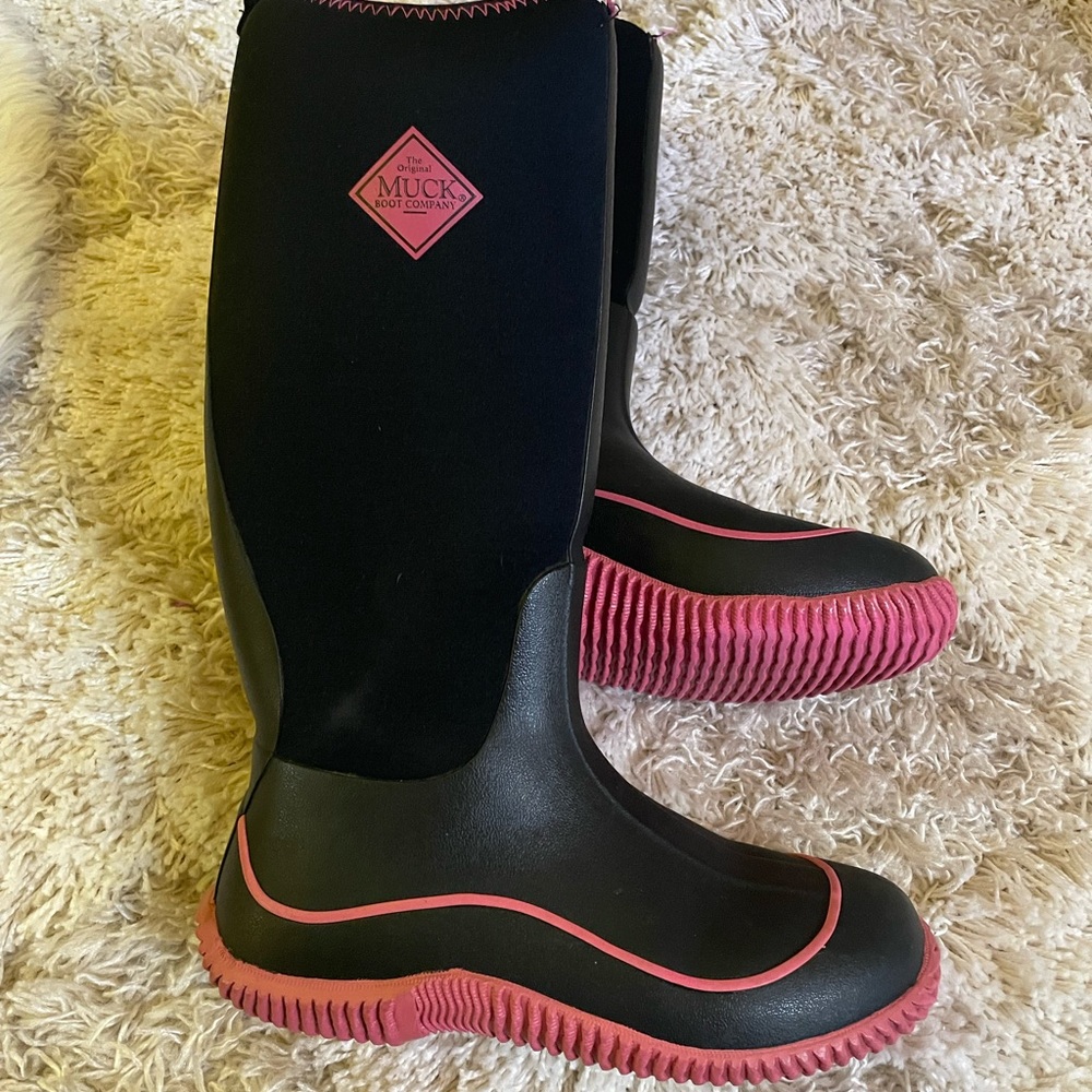 Women's Black and Pink Outdoor Boots